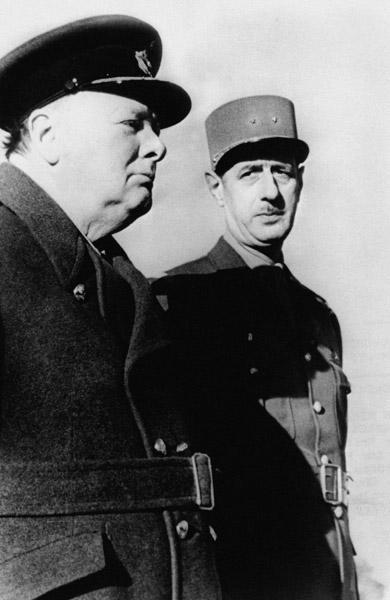 English Prime Minister Churchill and leader of French Resistance and Free France General de Gaulle m from 