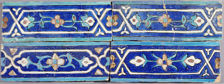 Four Timurid Cuerda Seca Pottery Tiles, 15th Century from 