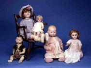Five bisque headed dolls