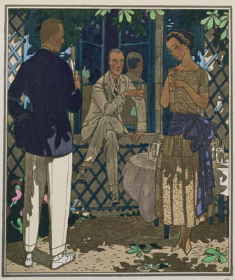 Gazette du Bon Ton; Que C'est Bon ou les Boissons Glacees, chiffon dress by Doeuillet, 1921 from 