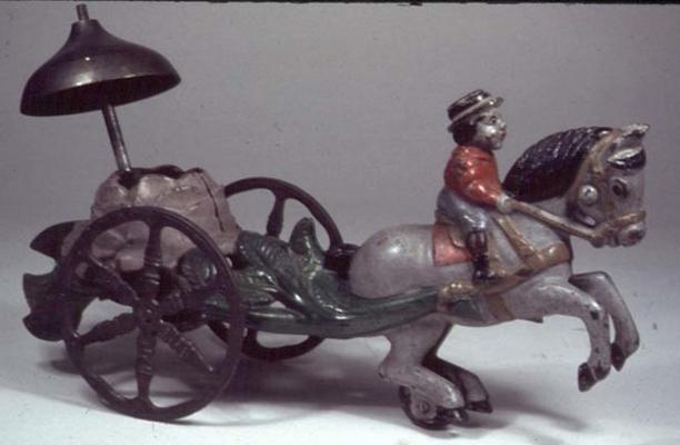 Grey horse pulling a chariot, c.1890 (cast iron) from 