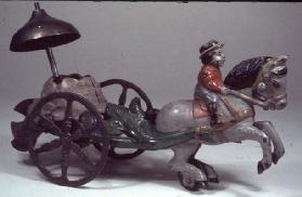Grey horse pulling a chariot, c.1890 (cast iron)