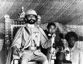 Haile Selassie 1st last emperor of Ethiopia in 1930-1936 and 1941-1974 here on the throne