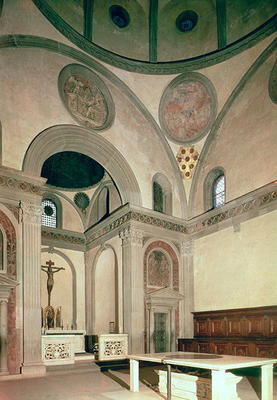 Interior view of the Old Sacristy of San Lorenzo, Florence, by Filippo Brunelleschi (1377-1446) (pho from 