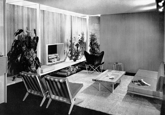 Living-dining room designed by Florence Knoll, page 77 from the catalogue for 'An Exhibition for Mod from 