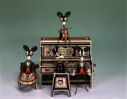 `Mary Merrymakers', a Louis Marx clockwork mouse orchestra, American (tinplate) from 