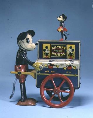 Mickey Mouse clockwork hurdy-gurdy, German, 1920's from 