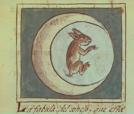 Ms 219 f.223v The rabbit in the moon from a history of the Aztecs and the conquest of Mexico, Spanis from 
