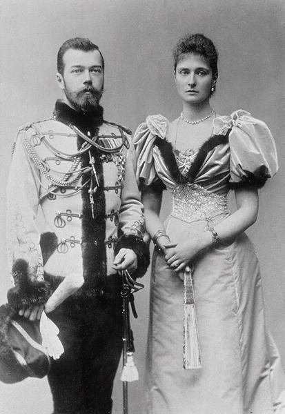 Portrait photograph of Tsar Nicholas II (1868-1918) and Princess Alix of Hesse (1872-1918) c.1894 (b from 