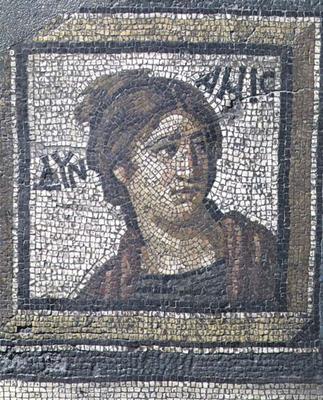 Portrait of a woman, detail of a mosaic pavement depicting the seasons and hunting scenes, from the from 