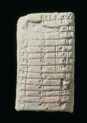 Prehistoric clay tablet with multiplication table, from 