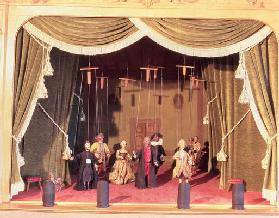 Puppet theatre with marionettes, 18th century (photo)