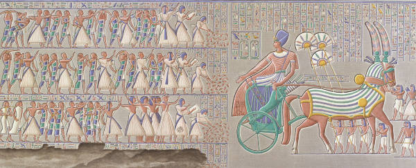 Ramses III in his chariot / after Relief from 