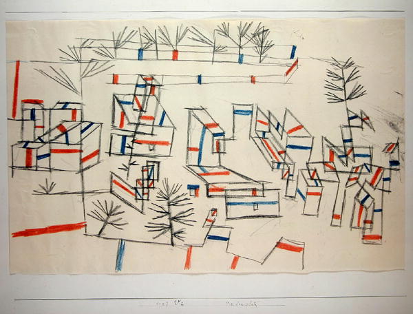 Square with stalls, 1927 (no 212) (chalk on paper on cardboard)  from 