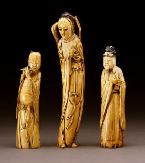 Three Ivory Figures Of Immortals