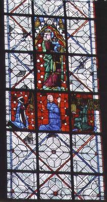 The Adoration of the Magi, from the Chapel of St. Jean, 13th century (stained glass)