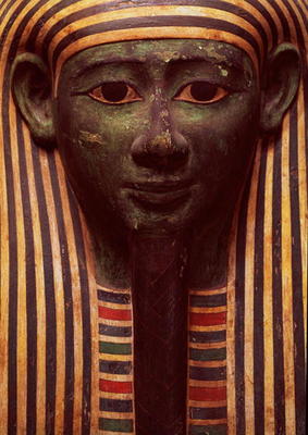 The sarcophagus of Psametik (664-610BC) detail of the face, Egyptian from 