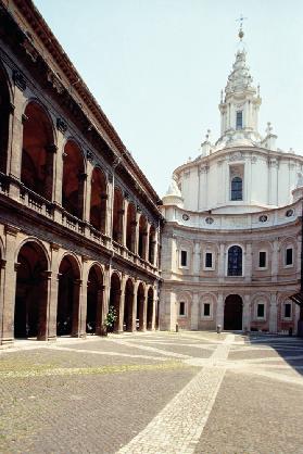 View of the facade and the court designed by Francesco Borromini (1599-1667) (photo)