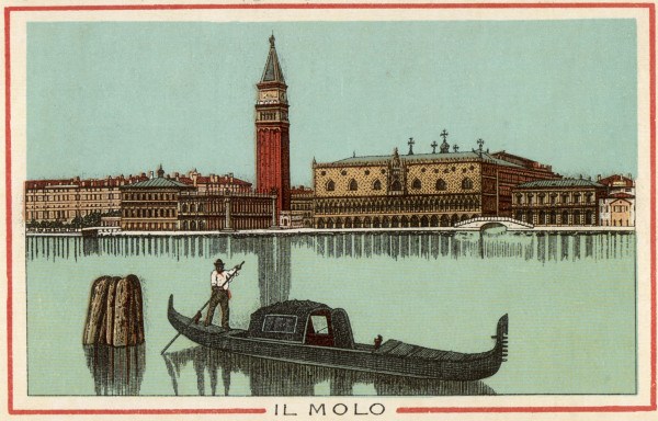 Venice, Molo and Doges palace, Col. lit. from 