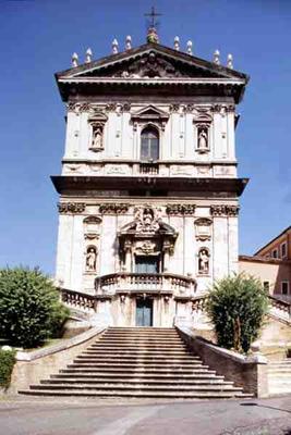 View of the church facade and the staircase designed by Vincenzo della Greca in 1654 (photo) from 