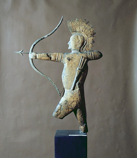 Weather vane in the form of an American Indian, c.1820 (gold leaf) from 