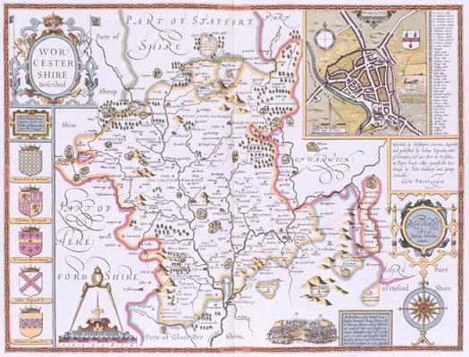 Worchestershire, engraved by Jodocus Hondius (1563-1612) from John Speed's 'Theatre of the Empire of from 