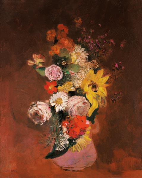 Mixed Flowers in a Jug from Odilon Redon