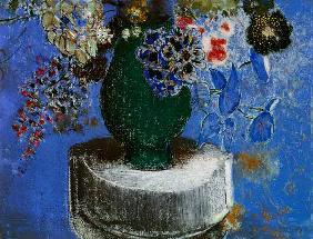 Flowers in a green vase