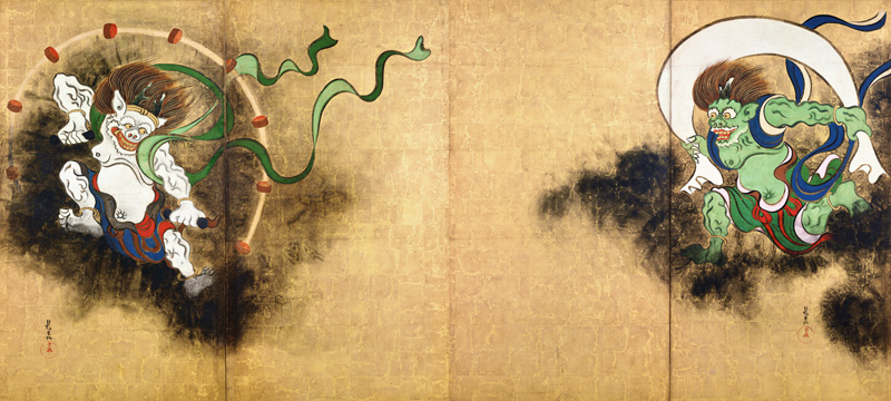 Japan: The Thunder God Raijin (left) and the Wind God Fujin (right) from Ogata Korin