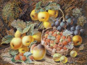 Still Life of Apples, Grapes, Raspberries, Gooseberries and Peach