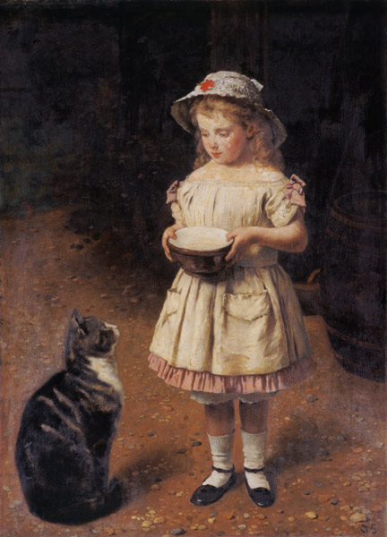 Fair-haired girl with cat from Otto Franz Scholderer