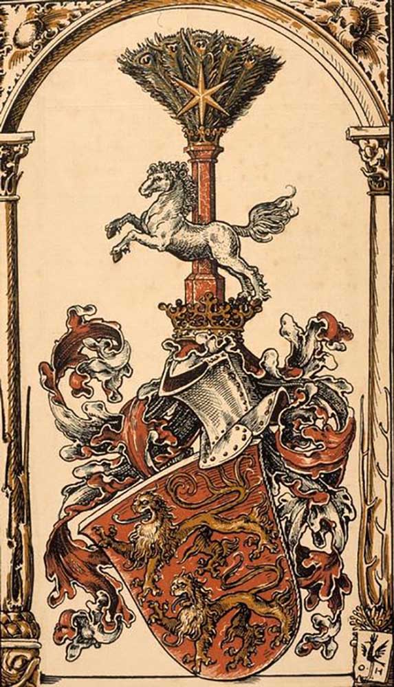 The root coat of arms of the German princely houses: The Welfen from Otto Hupp