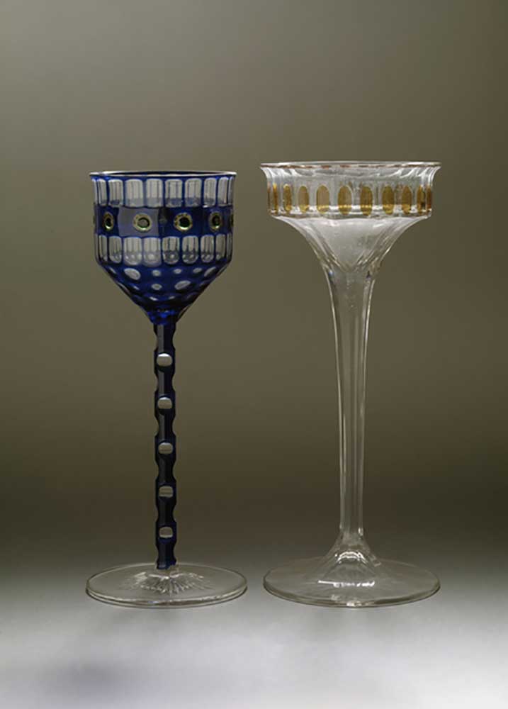 Two glasses a pied draw by Otto Prutscher (1880 1949), one on the left of 1906 Dim h 20 cm on the ri from Otto Prutscher