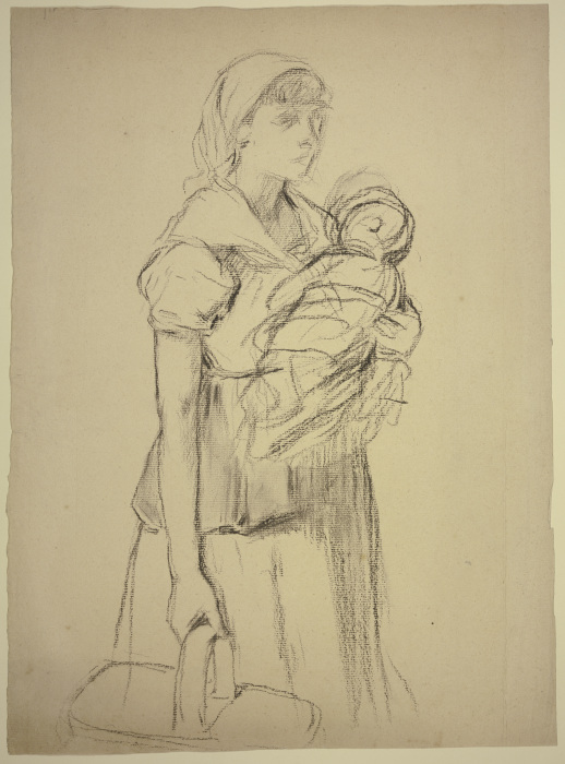 Farmwoman with child from Otto Scholderer