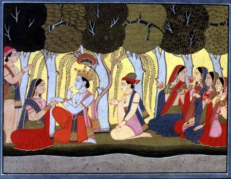 Radha and Krishna seated in a grove, Kulu, Himachal Pradesh, Pahari School, 1790-1800 from Pahari School