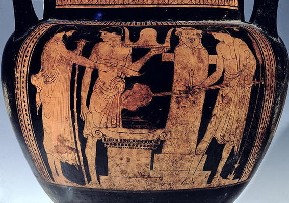 Attic red-figure krater, detail, decorated with a scene of Vulcan's forge, 5th century BC (ceramic) from Pan  Painter