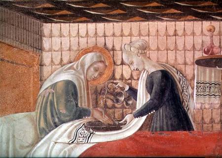 Birth of the Virgin, detail of St. Anne and an attendant from Paolo Uccello