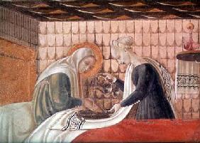 Birth of the Virgin, detail of St. Anne and an attendant