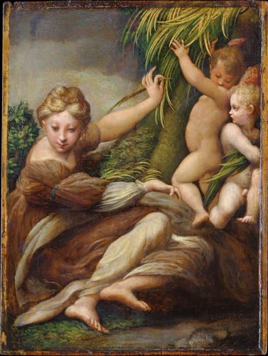 Female Martyr with Angels (Saint Catherine of Alexandria?) from Parmigianino