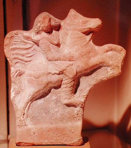 Statue of Parthian horseman from Parthian School