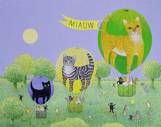 Cat Balloon Race (acrylic on canvas)  from Pat  Scott