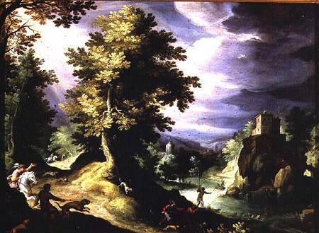 Landscape with a Deer Hunt from Paul Brill or Bril