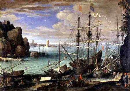 Scene of a Sea Port from Paul Brill or Bril