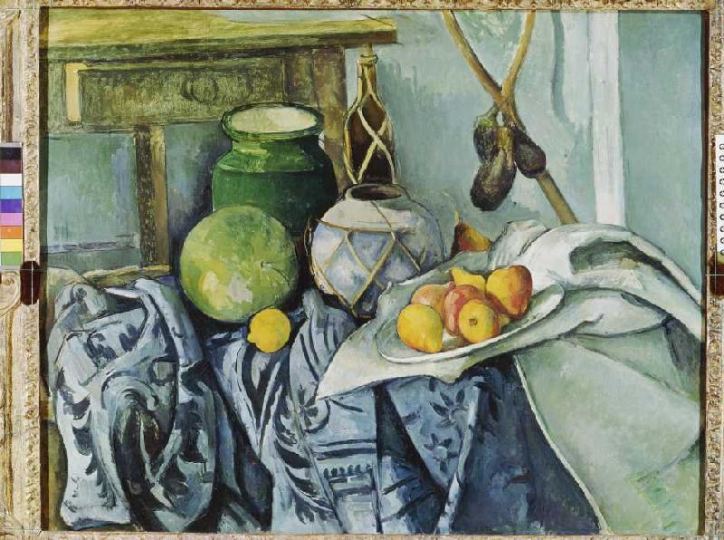 Quiet life with ginger pot and eggplants from Paul Cézanne