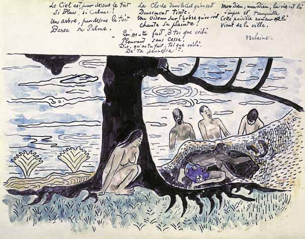 Illustration for a poem of Verlaine Le Ciel est pardessus Le toit from Paul Gauguin