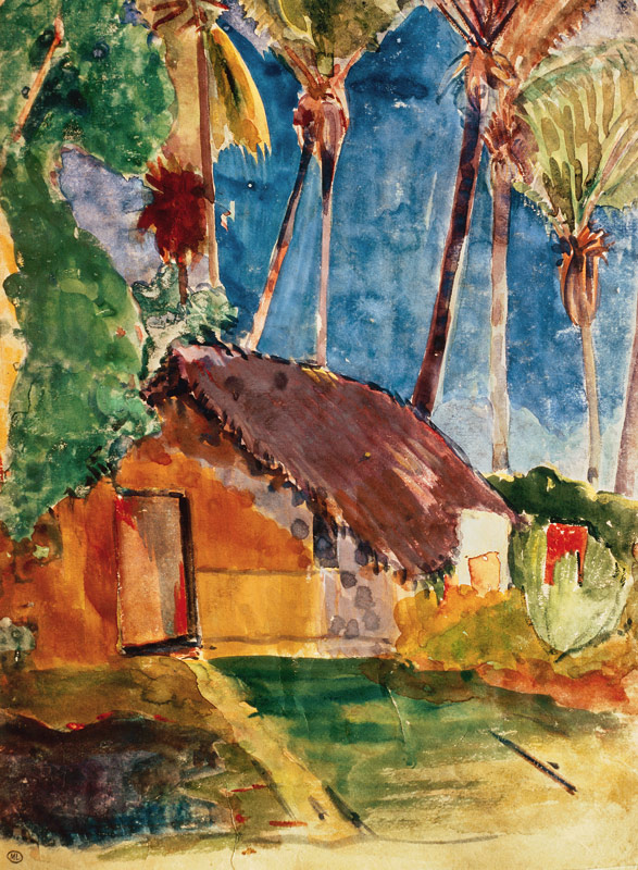 Thatched Hut Under Palms (illustration from Noa Noa) from Paul Gauguin