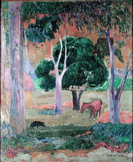 Dominican Landscape or, Landscape with a Pig and Horse from Paul Gauguin
