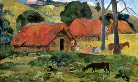 Dog Canine in front of the Hut from Paul Gauguin