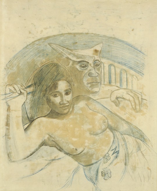Tahitian Woman with Evil Spirit from Paul Gauguin