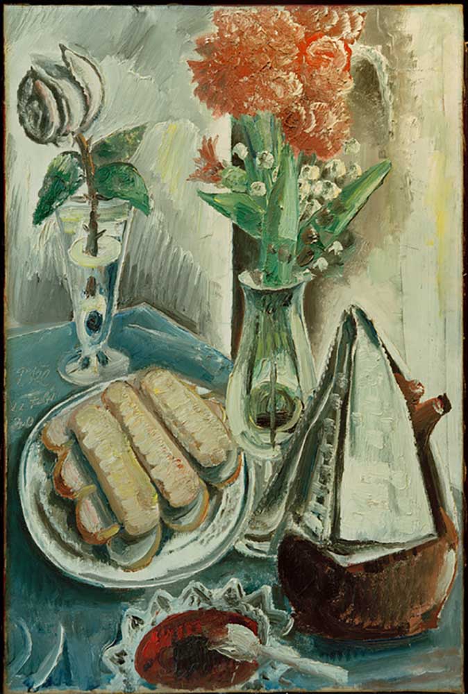 Still life with coffee pot, flowers and pastries from Paul Kleinschmidt